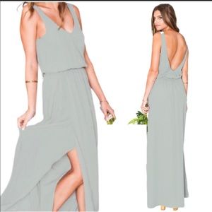 Mumu Kendall Maxi Dress Silver Sage Crisp - S